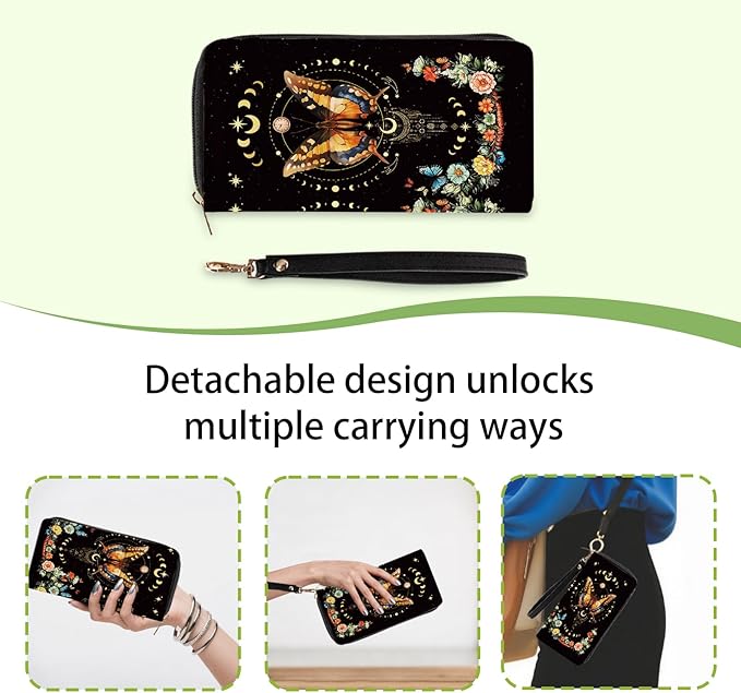 Butterfly Wallet Gifts for Women, Small Slim PU Leather Sky Constellation Womens Wallet with Zipper, Credit Card Holder Wallets, Wristlet Wallets for Girls Women Mom Anniversary Birthday Present