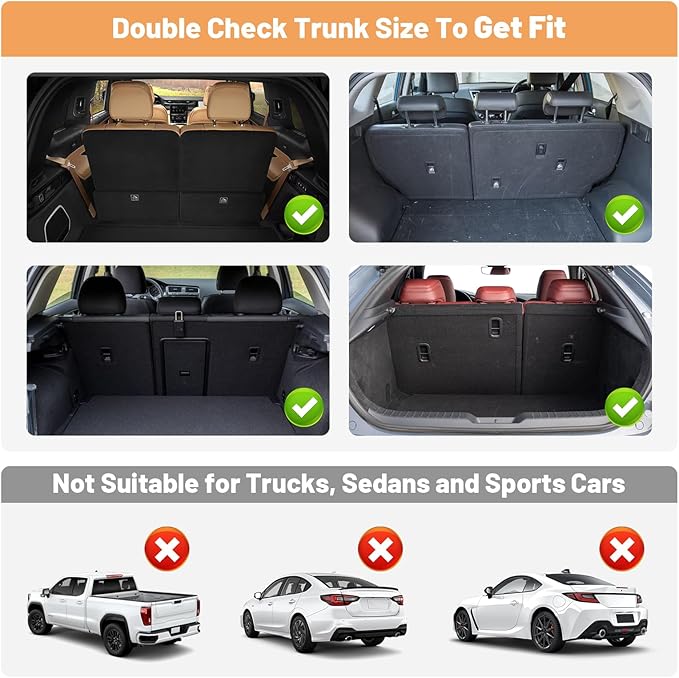 Detachable Hanging Trunk Organizer, Foldable Car Trunk Organizer Hanging for SUVs, Jeeps, Hatchbacks, Car Trunks Organiser with 7 Large Compartments