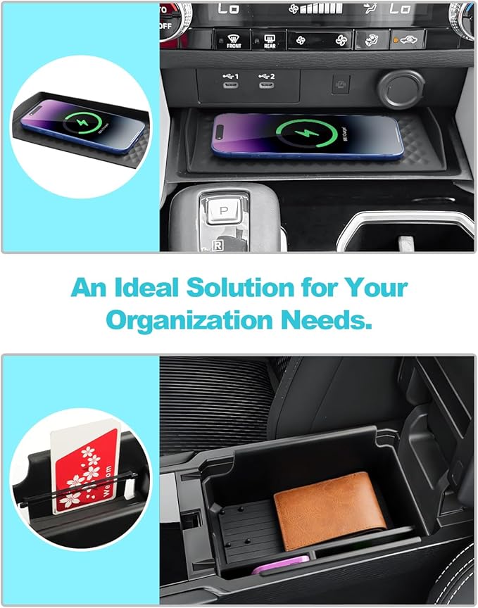 CDEFG 3Pcs for 2025 2026 Mitsubishi Outlander Center Console Organizer for 2025 2026 Mitsubishi Outlander Accessories Middle Console & Wireless Charging Cover & Cup Holder(for Gas Version Only)