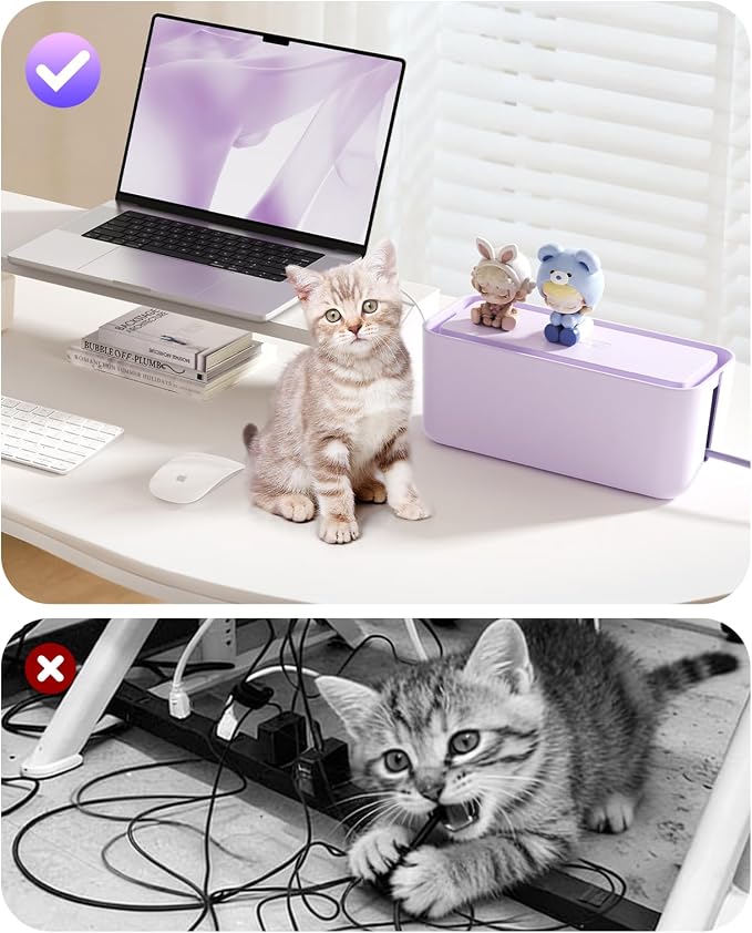 ORICO Cable Management Box, Cord Hider Box to Conceal Power Strips on Desk or Floor, Keeping Cords Tidy and Protected from Damage, Stylish Cable Organizers for Home, Office, School - PB01