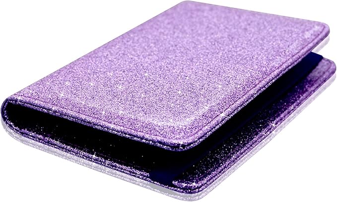 ACdream Passport Holder Cover, Leather Travel Wallet Case, RFID Blocking Document Organizer Protecrtor, with Slots for Credit Cards, Boarding Pass, for Women and Men, Glitter Purple