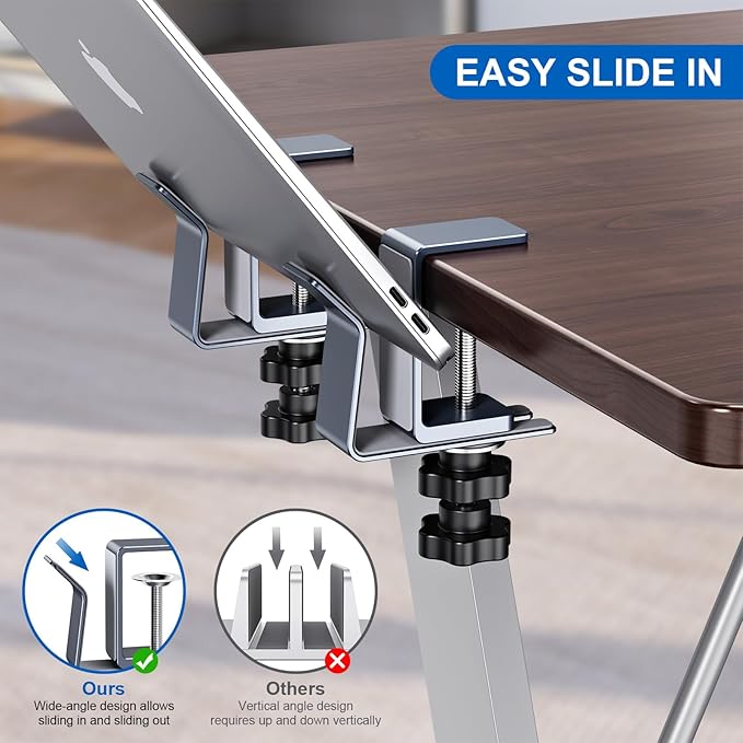 Vertical Laptop Stand, Adjustable Laptop Holder for Desk Side, fits All MacBook/Surface/Samsung/HP/Dell/Chrome Book (Space Gray)