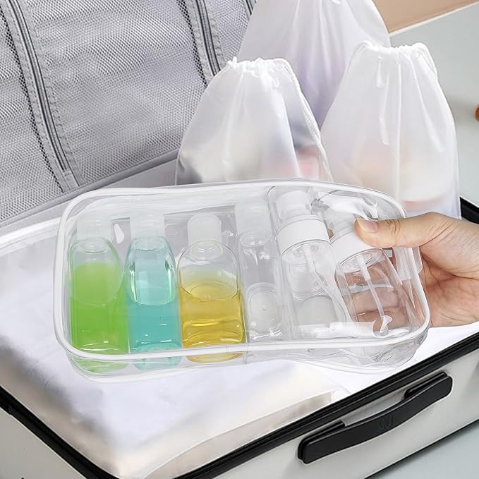 Travel Size Bottles for Toiletries 10 Pack Travel Size Toiletries TSA Approved Shampoo and Conditioner Bottles Refillable Spray Bottle Leak Proof Small Cream Jars for Body Wash Lotion