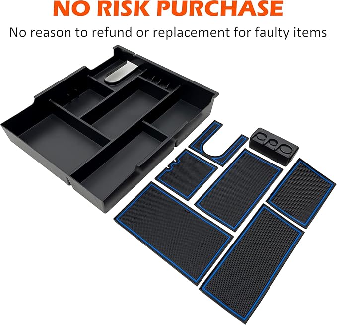 JOJOMARK Compatible with Toyota Tundra Accessories Center Console Tray Organizer fits for Toyota Tundra 2014-2020 2021 Insert ABS Armrest Box Secondary Storage (Blue)