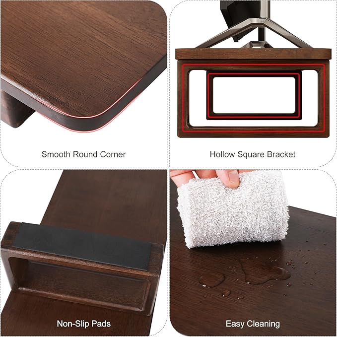 Ufine Dual Monitor Stand Riser 2 Heights Adjustable Wood Computer Monitor Stand Desktop Organizer, Large Monitor Stand for 2 Monitors, Laptop, TV, Printer