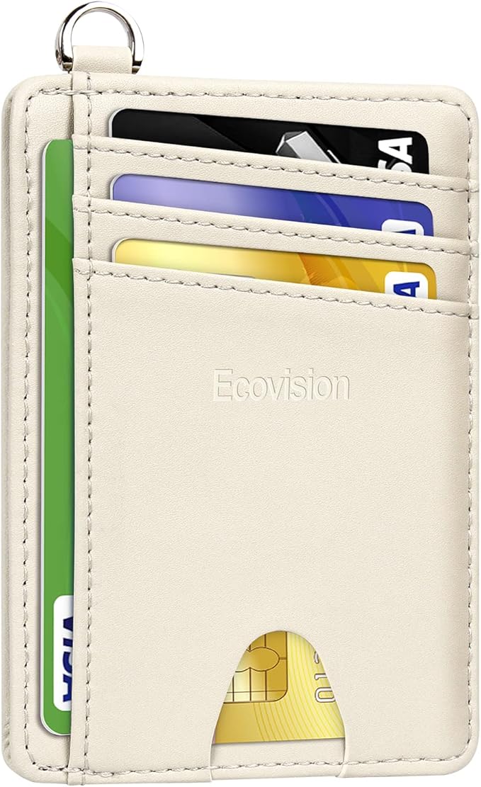 EcoVision Slim Minimalist Front Pocket Wallet, RFID Blocking Credit Card Holder Wallet with Detachable D-Shackle for Men Women