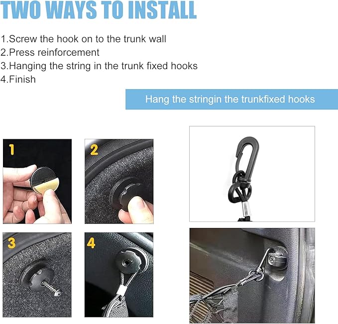 MLY Car Cargo Net, Trunk Net Stretchable Storage Mesh with Secure Hooks, Adjustable Storage Mesh, Universal Trunk Cargo Net for SUV, Sedan (43.3x15.8 Inch)