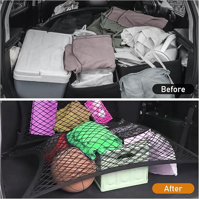 Kaskawise Elastic Cargo Net for SUV,Truck Net Organizer with ABS Hooks,39.3"x31.5" Stretch to 78.7"x63" Truck Bed Net for Car,Truck,Stretch Luggage Holder for Road Trip Camping Moving