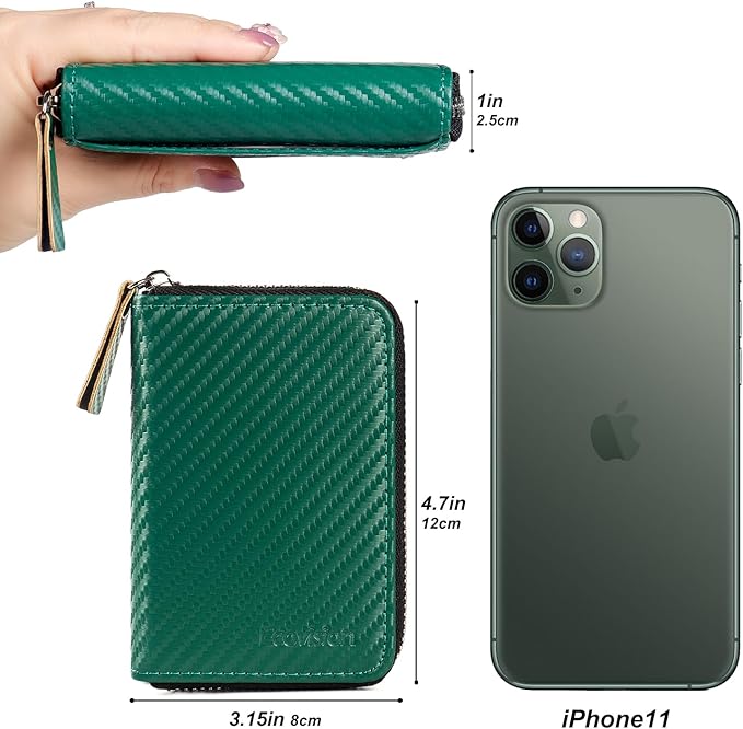 EcoVision Credit Card Holder RFID Card Case Wallet, Small Accordion Zipper Card Case Holder, Card Organizer Case for Women Men