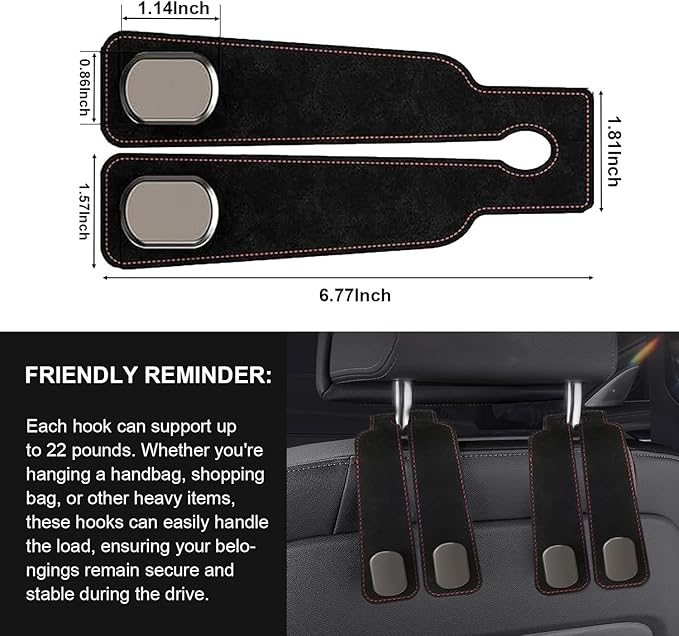 2 Pack Car Back Seat Headrest Hook for Car Handbag Clothes Coats Grocery Bags Car Interior Accessories