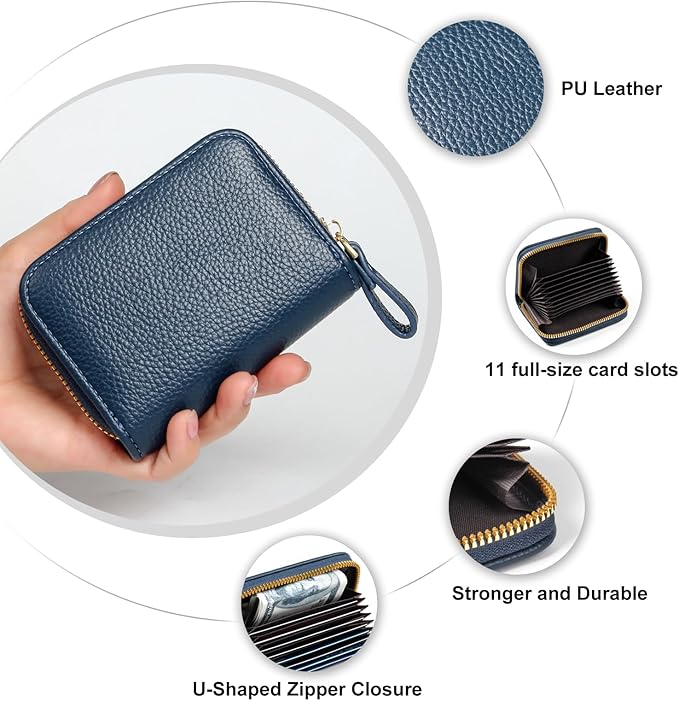 EcoVision Credit Card Holder RFID Card Case Wallet, Small Accordion Zipper Card Case Holder, Card Organizer Case for Women Men