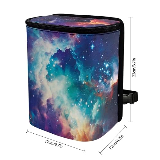 Biyejit Galaxy Clouds Car Trash Can with Lid Hanging Car Trash Bag Leak-Proof Portable Car Garbage Bin Car Accessories Interior Car Organizer Case