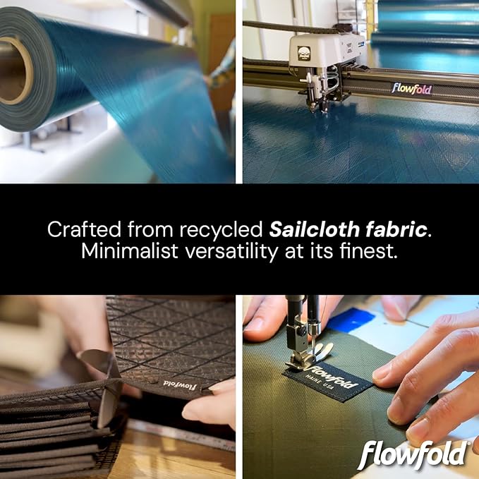Flowfold Recycled Sailcloth Minimalist Card Holder Wallet | Slim and Durable with Cash pocket and Credit Card Slot | Minimalist Wallet Made in USA Holds 6-8 Cards