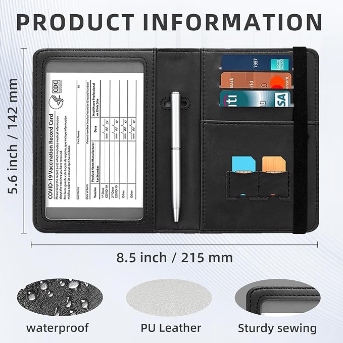 [Two Adorable Kittens Ultra-Slim Passport Holder Wallet with Pen Loop, RFID Blocking Faux Leather Travel Passport Cover, Compact Boarding Pass & Card Case Organizer for Women & Men