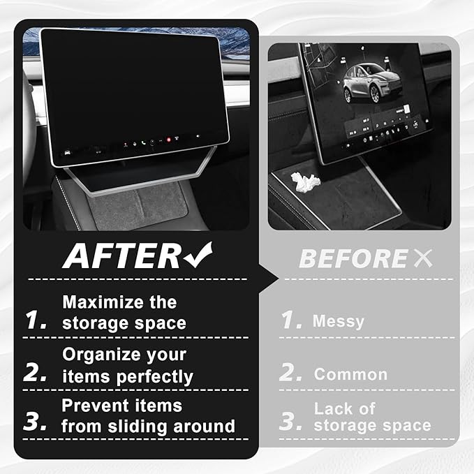 BestEvMod for 2026+ Tesla Model Y Juniper/2026 2025 2024+ Model 3 Highland Upgrade Under Screen Storage Strong Magnet Install No Tape Needed with Protective Edge for Screen Corners OEM Design