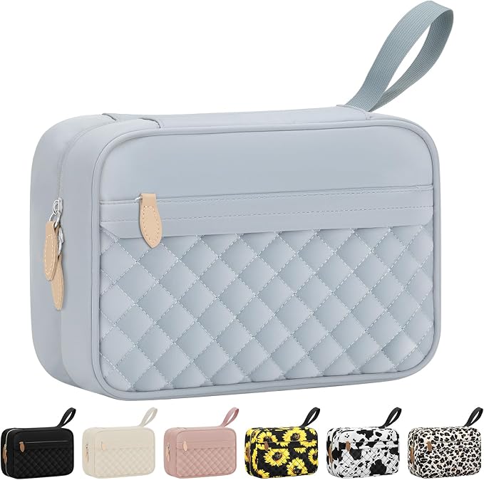 Vankor Travel Toiletry Bag for Women with Hanging Hook, Waterproof TSA Approved Cometic Toiletry Bag Organizers Leakproof Make up Bags for Women Blue