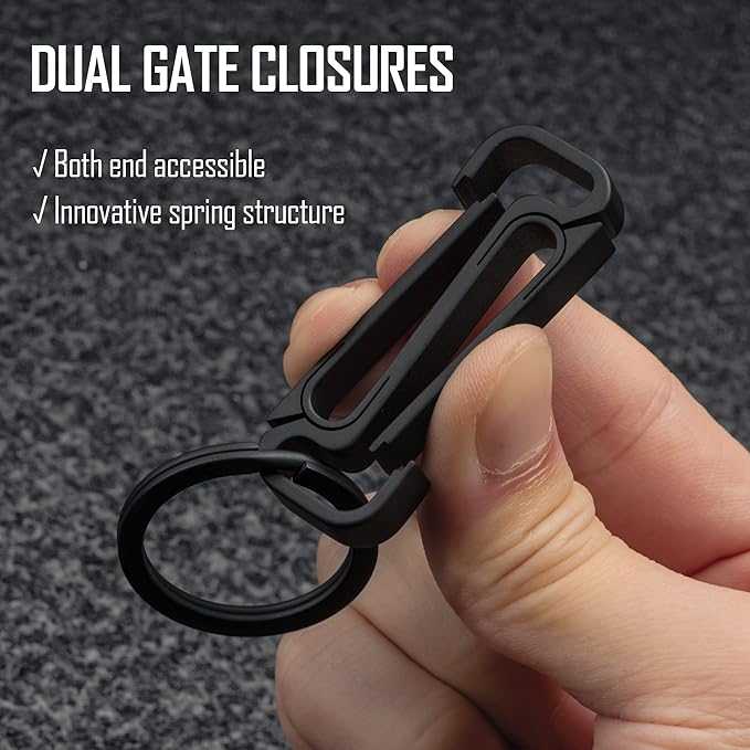 KeyUnity Titanium Key Holder Belt Clip, Double Side Carabiner Keychain For Men