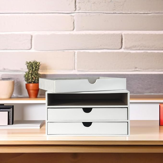 UnionBasic Document Organizer, 3-Drawer File Cabinet Document Storage Box, Office Desktop Filing Organizer, White