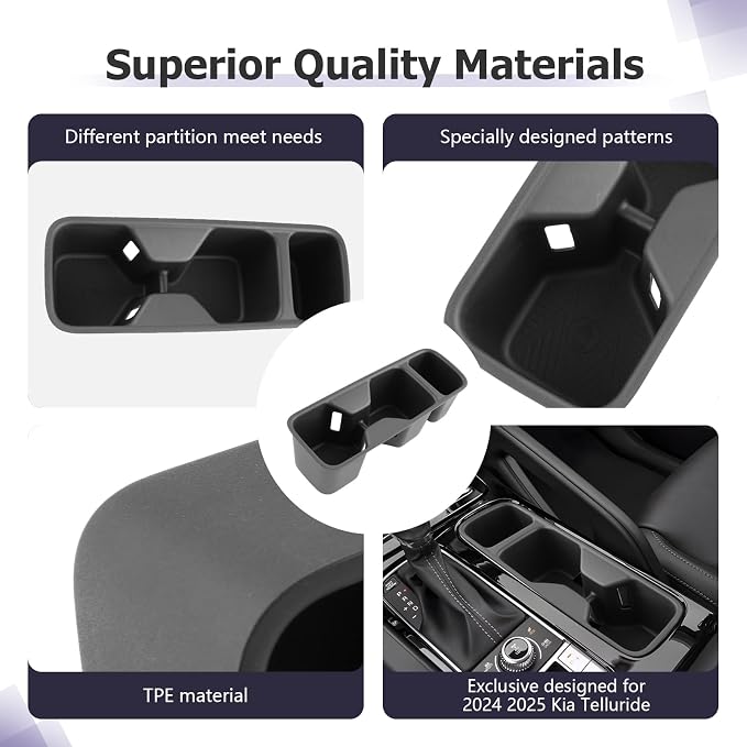 LUWU Cup Holder Compatible with 2020-2022 2023 2024 2025 2026 Kia Telluride Center Console Organizer Drink Holder Replacement for 2026 Kia Telluride Accessories (Compatible with 2020-2026 Telluride)
