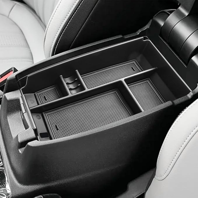 HGWEI Center Console Organizer Tray Compatible with Ford Escape 2020-2026/Bronco Sport 2021-2026 Accessories, Insert Container ABS Secondary Armrest Storage Box (Not for U725 2-Door), Black