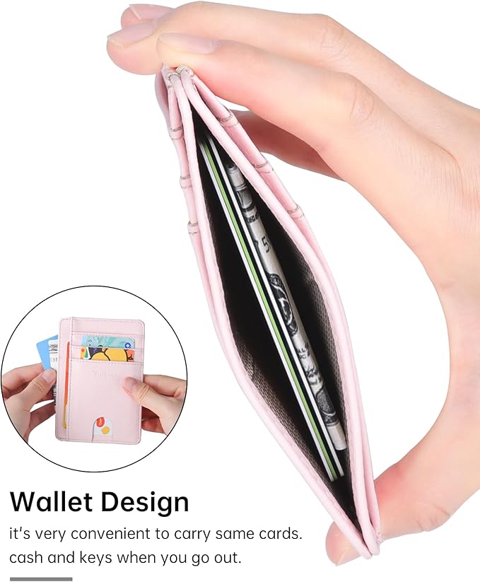 Teskyer Slim Wallet for Men, Minimalist Front Pocket RFID Blocking Leather Wallet Credit Card Holder for Men & Women