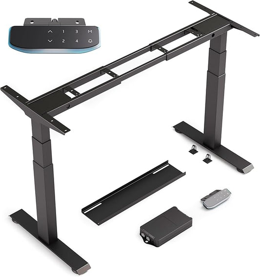 COREMINDED Dual Motor Standing Desk Frame ??Heavy Duty, Powerful, 3 Stages Electric Height Adjustable Stand Up Desk Frame for Workstations with LCD Controller & Extras (Black)