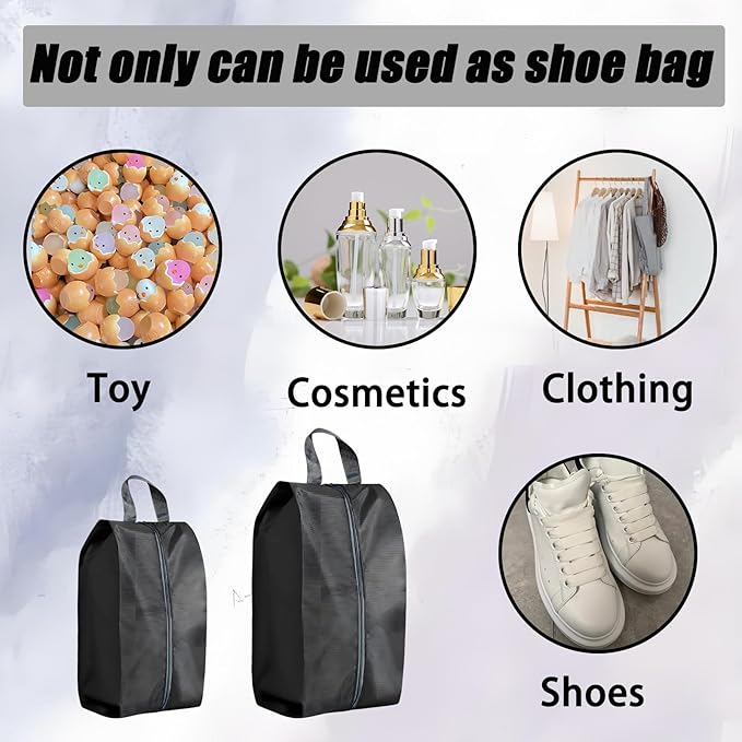4 Pack Waterproof Shoe Bags, Extra Large Travel Shoe Bag Portable Packing, Zipper & Handle Bag for Gym/Storage/Luggage/Closet Men & Women