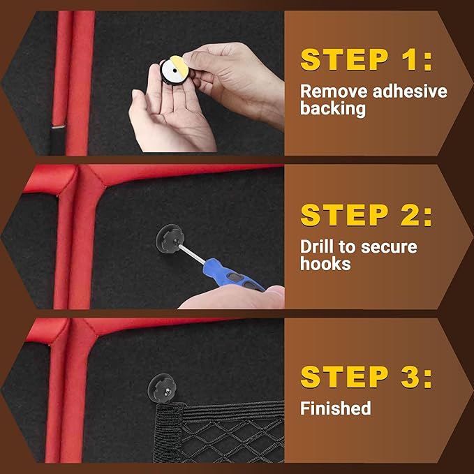 BUMBEE 2 Pcs Universal Elastic Mesh Netting Mesh Cargo Net, Envelope Netting, Elastic Pocket Pouch Bungee Organizer for Car Seat Back RV Wall Trunk, Hooks & Screws Included (23.6'' x 9.8'')