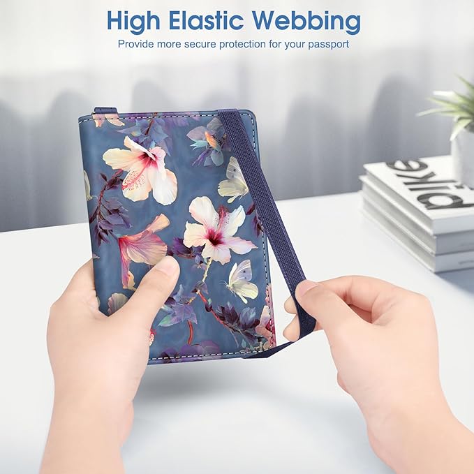 Fintie Passport Holder with Airtag Holder, Slim Travel Wallet RFID Blocking Passport Cover Protector Essentials with Credit Card Slots for Women/Men