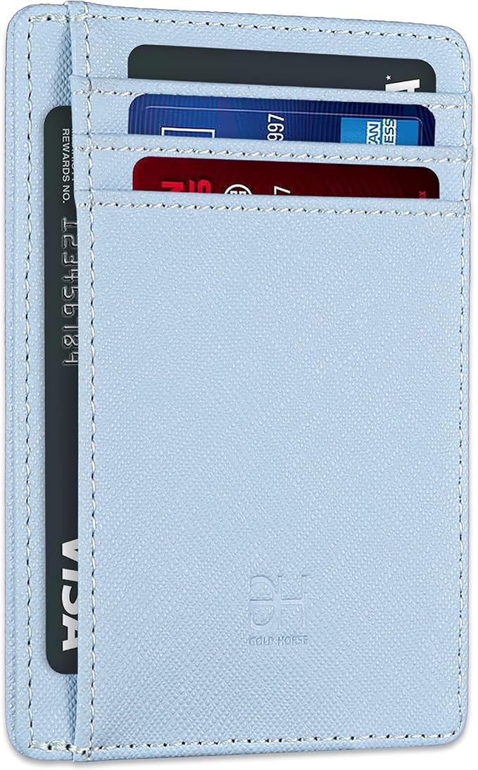 GH GOLD HORSE Slim RFID Blocking Card Holder Minimalist Leather Front Pocket Wallet for Women | Slim