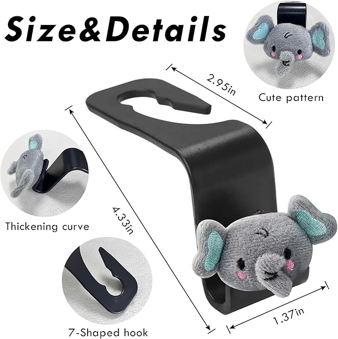 Pig Car Seat Headrest Hook 2 Pack Car Purse Hook Cars Seat Hooks for Headrest Universal for Handbag Bags Drink Grocery Coat Universal Vehicle,Cars Interior Accessories Pig Loves Gifts for Women Men