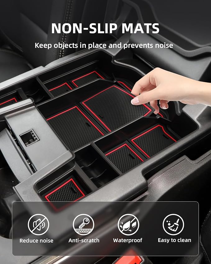 Center Console Organizer for 5th Gen 2026 2025-2019 Ram 1500 2500 3500(Full Console w/Bucket Seats Only), ABS Storage Box, Middle Console Tray Organizer, Insert Container Pallet-Red