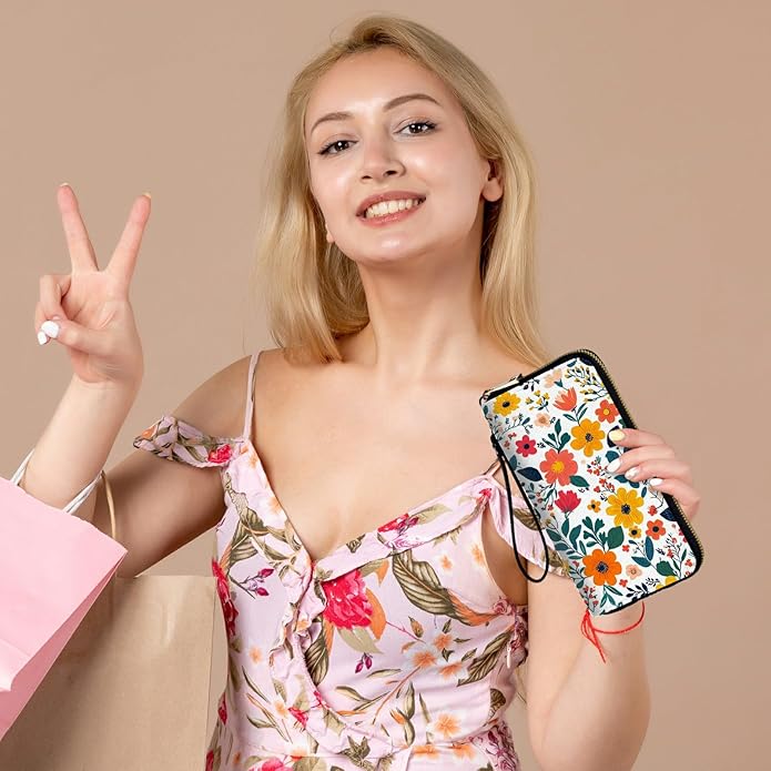 Wristlet Wallet for Women, RFID Blocking Phone Wallet, Large Capacity Zip Around Clutch, Fits iPhone 15 Pro Max, Travel Organizer Purse