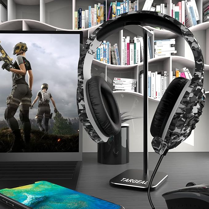 Headphone Stand - Aluminum Gaming Headset Holder for Desk - Computer Game Hardware and Accessories - Gamer Storage Gifts for Men - Black