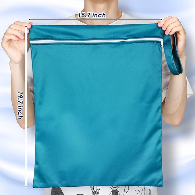 Shappy 2 Pack Large Travel Laundry Bags, Large Wet Dry Waterproof Dirty Clothes Bag for Suitcase, Swimsuit Beach Gym College Dorm Wet Bag(Solid Green Pink)