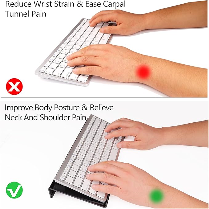 Acrylic Computer Keyboard Stand for Desk, Keyboard Riser Tilt Lift, Keyboard Holder for Desktop, Desk Keyboard Lifter（Black）
