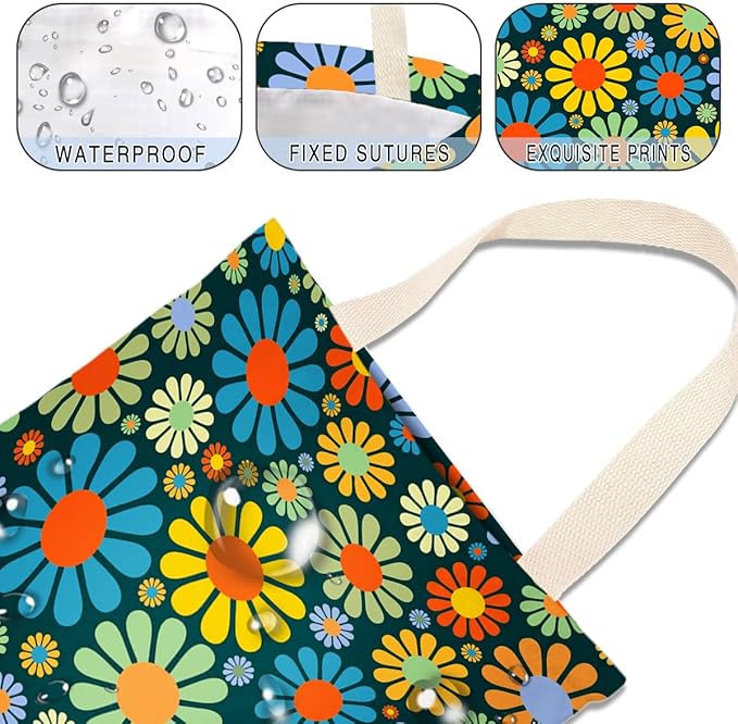 Car Trash Bag Hanging No Snap Small Garbage Bag for Car Back Seat Cute Printed One-handed Strap Trash Bags Car Accessories-Hippie Flower Car Trash Bags