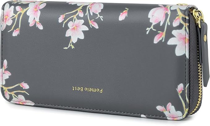 Pomelo Best Womens Wallet RFID Blocking Leather Multi Credit Card Large Capacity Wristlet Zip Around Long Wallets for Lady