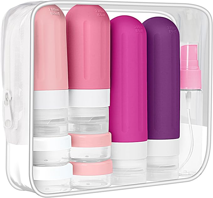 Landisun Travel Bottles for Toiletries 18Pack Travel Size Containers Toiletry Travel-Containers TSA Approved Leak Proof (Crimson)