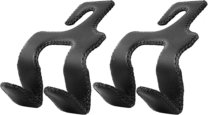 Car Headrest Hooks for Purses and Bags, Upgraded 2 in 1 Cars Back Seat Head Rest Hanger Vehicle Leather Organizer Storage Holder Hook Matching Cars Interior, 2-Pack, Black