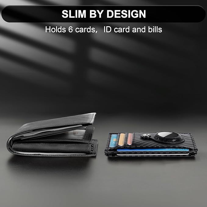 Hawanik Slim Minimalist Front Pocket Air Tag Wallet, RFID Blocking Card Holder Wallet with Airtag Holder