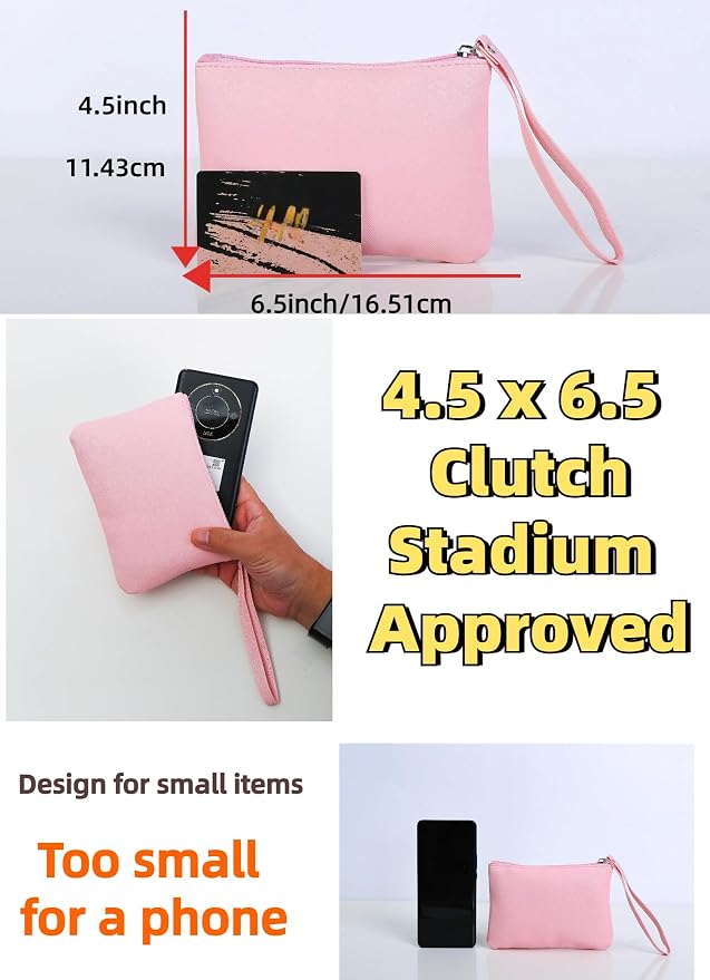 2 Pack Small Zipper Pouch Mini Makeup Bag for Purse Lipstick Cosmetic Travel Make Up Organizer for Women Essentials, Car Change Coin Holder 4.5 x 6.5 Clutch Stadium Approved Wristlet, Pink
