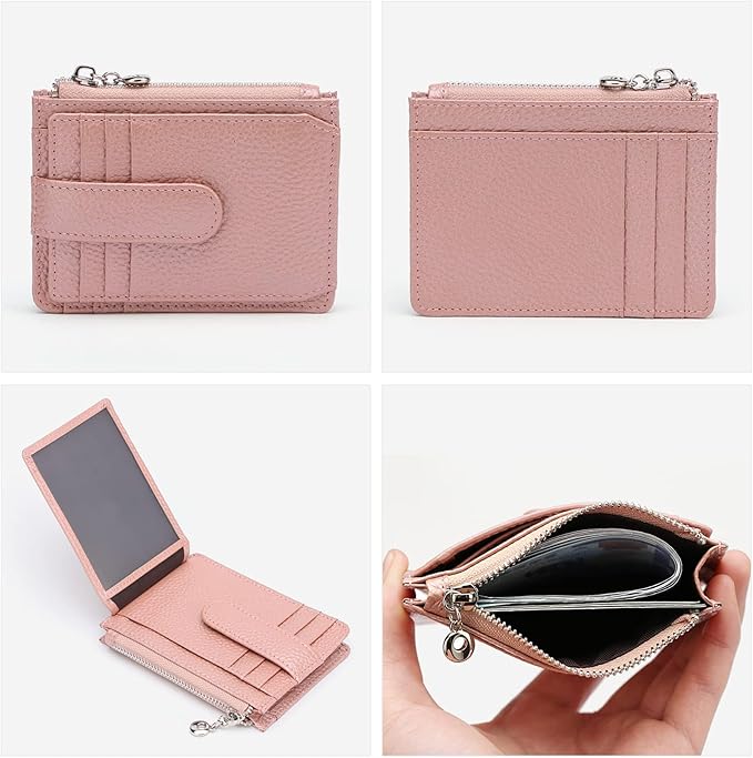 Slim Wallet for Women Genuine Leather Card Holder Thin Womens RFID Blocking Small Wallets