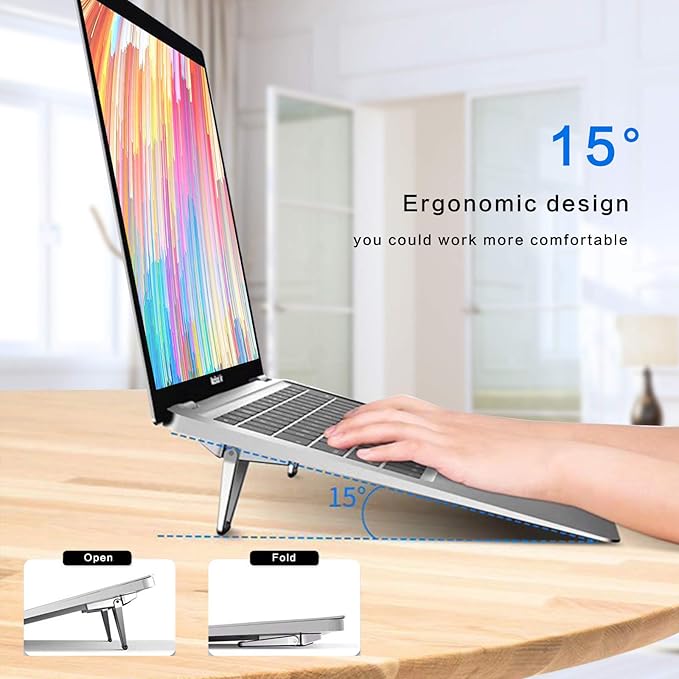 Zinc Alloy Portable Laptop Cooling Pad & Riser - Ergonomic Legs for 12-20 Inch Laptops (Silver, 4pcs)