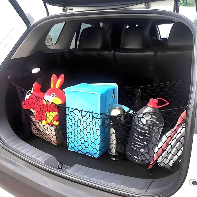 BAILALIBO Cargo Net Stretchable, Adjustable Elastic Trunk Mesh Nets with Metal Hook Universal for SUV, Trucks,Pickup, Car Exterior Accessories for Secure Storage (43.5x11.8 inch)