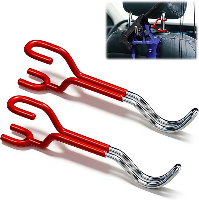 2-Pack Hard Hat Holder for Truck: Heavy Duty Bow Buddy - Universal Bow Carrier for SUV, Trucks Or Sedans, Headrest Hooks, Seat Back Organizer for Bags, Hard Hats & Archery Equipment