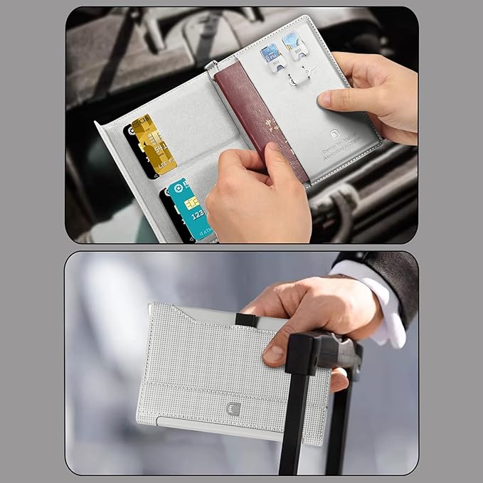 Passport Holder for Travel Essentials, RFID Blocking PU Leather Passport Wallet Cover Card holder Case Passport Book Holders for Women and Men, Grey
