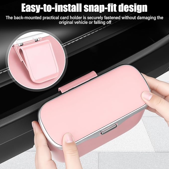 UYYE Car Trash Can, Car Garbage Bin with Lid & Handle - Leak-Proof Mini Trash Can for Car, Truck, SUV - Essential Car Accessories for Organization (Pink)
