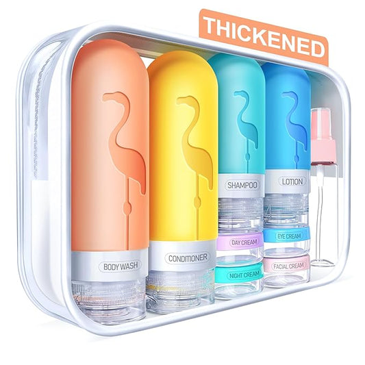 Vipop Empty 3 oz Travel Size Bottles Toiletries Containers for Toiletries Liquids，Small Silicone Mini Refillable Leak Proof TSA Approved Travel Bottles for Creams Shampoo and Conditioner Traveling