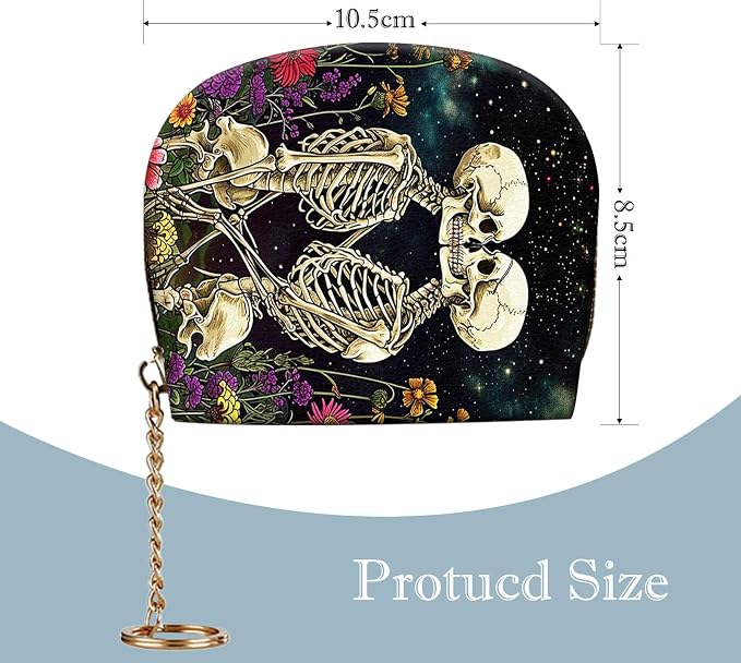 Women's Slim RFID Wallet – Compact Leather Card Holder Wallet for Women, 9 Card Slots RFID Blocking Credit Card Organizer, Small Travel Wallet - Skeleton Floral